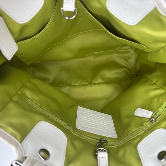 Y2K Coach F14724 Limited Ed. Green White Scarf Wallet Bleecker Daisy Tote Bag - Picture 13 of 16